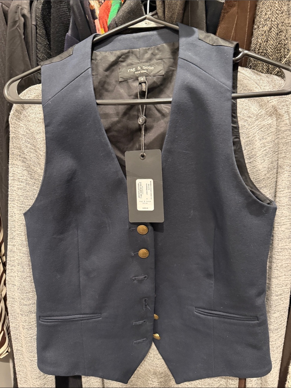rag & bone Navy Blue Wool Vest